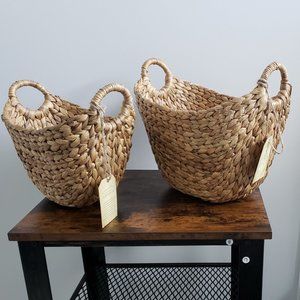 2-Pack Multi-Use Hand-Woven Storage Baskets with Handles